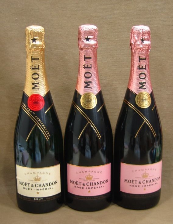 MOET＆CHANDON モエ 3本 ロゼ/白 シャンパン 高く お酒 古酒 買取 茨城県 守谷市