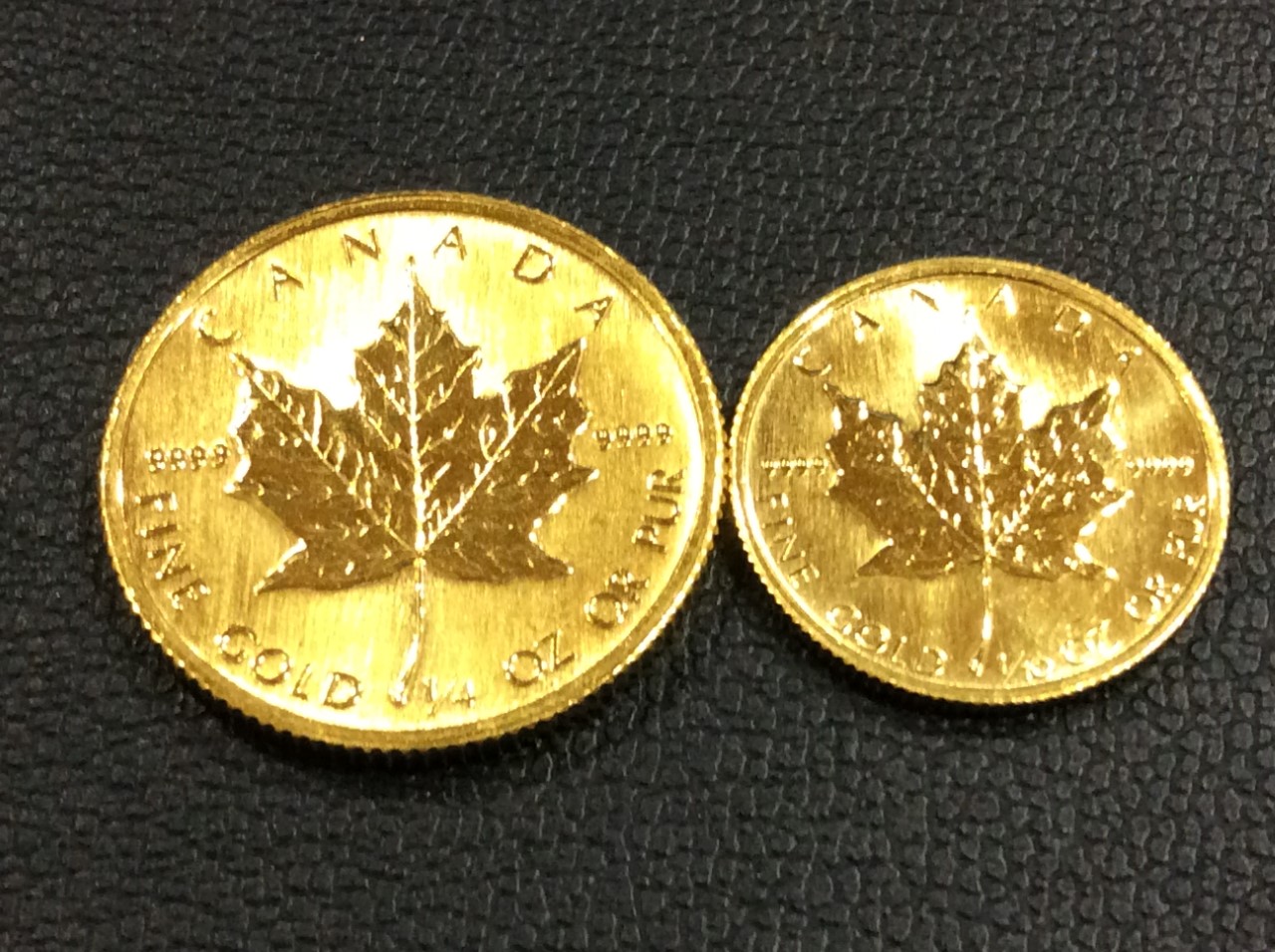 本日 メイプルリーフ金貨 1/4oz 1/10oz 1g 8431円 10,9g  買取 東京都