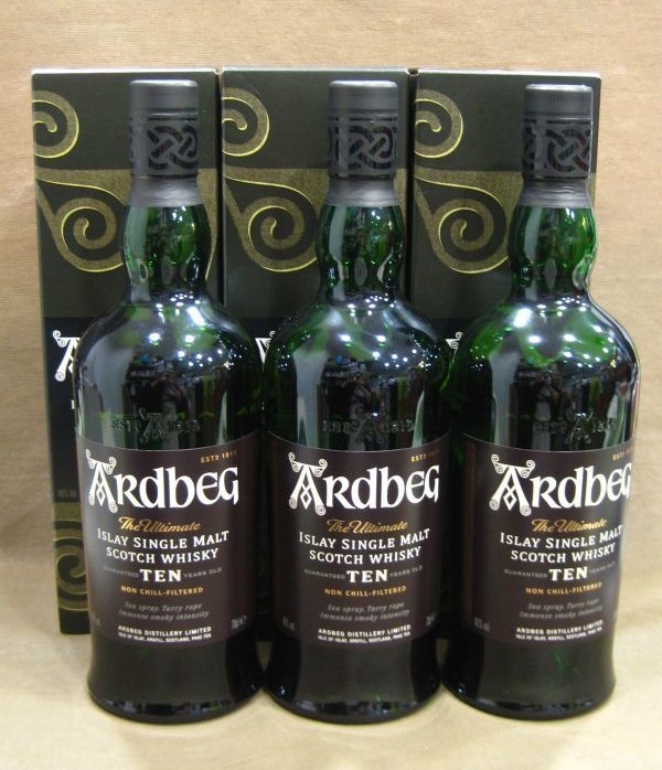 Ardbeg アードベッグ 10年 700ml ウイスキー 3本 高く お酒 古酒 買取 茨城県 守