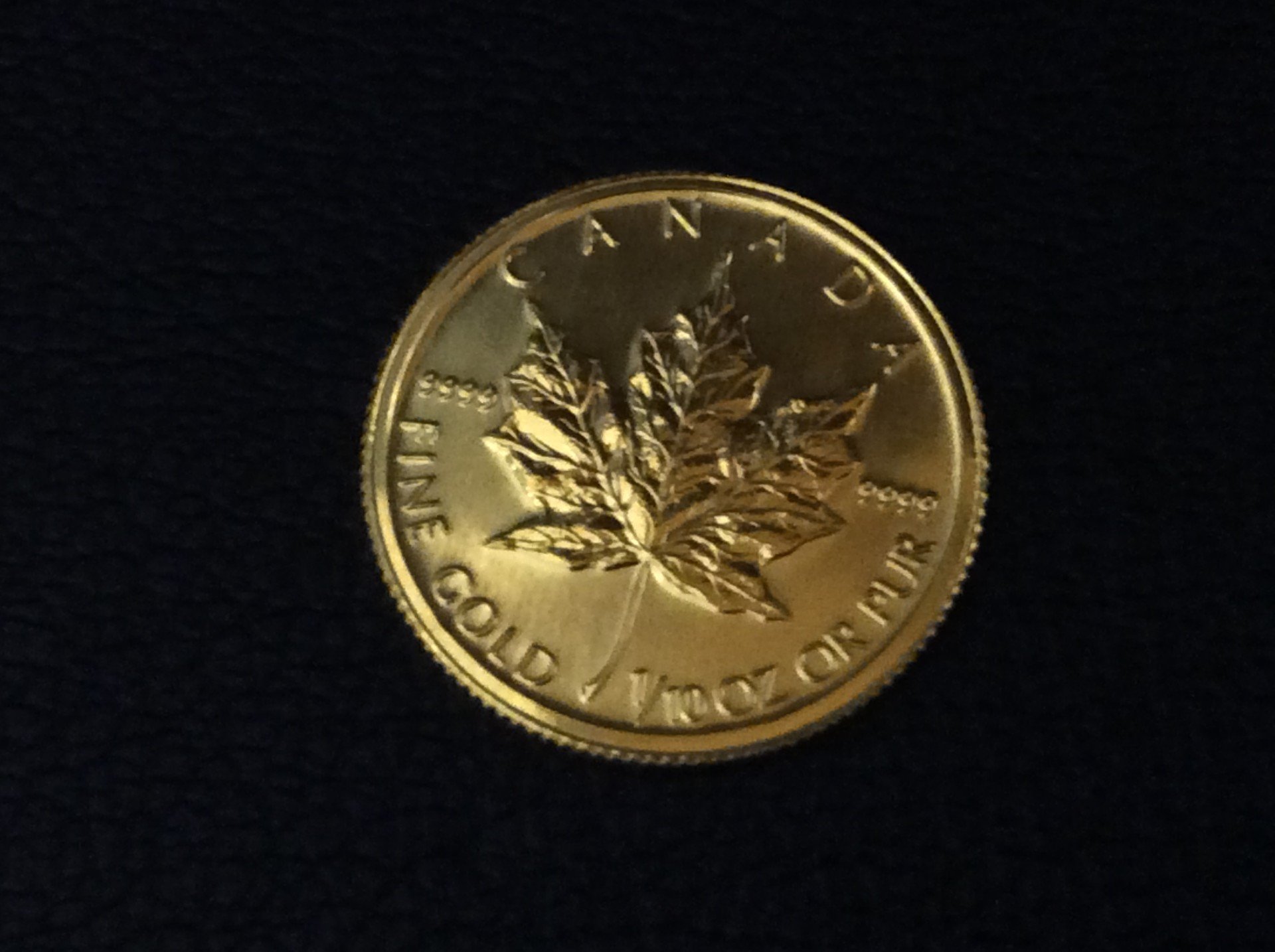 本日 メイプルリーフ 金貨 1g 25,500円 金貨 1/10oz 3,1g ゴールド買取 千葉県